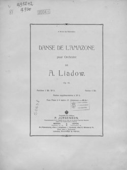 Danse de l'amazone pour Orchestre de A. Liadow